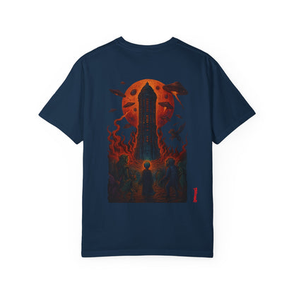 Hell Path By Trueiluminati Garment-Dyed T-shirt Unisex Gothic Tattoo-Style Shirt – Exclusive Trueiluminati Design