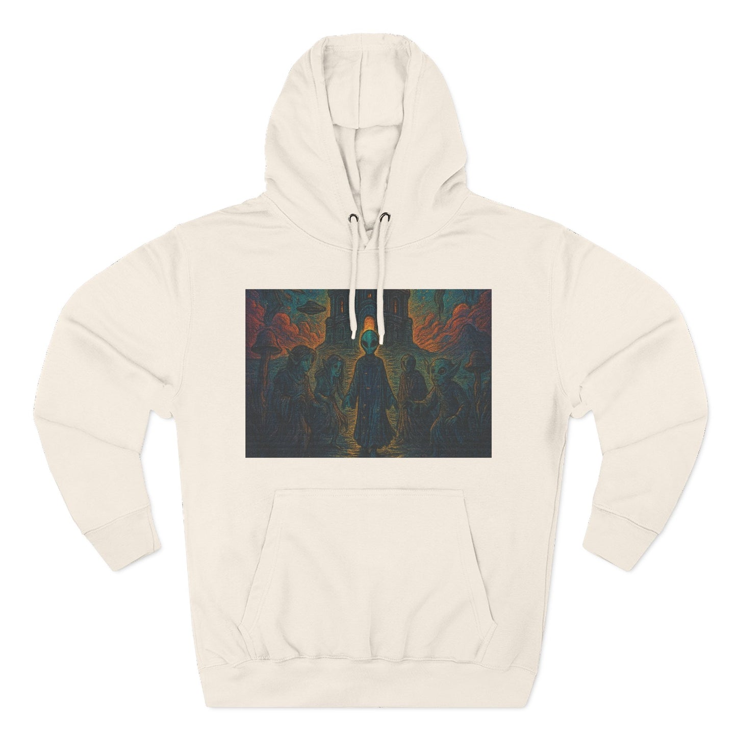 Heaven And Hell By Trueiluminati Mystical Three-Panel Fleece Hoodie - Cozy Apparel for Fans of Fantasy, Unique Gift for Holidays, Ideal for Autumn and Winter Loungewear