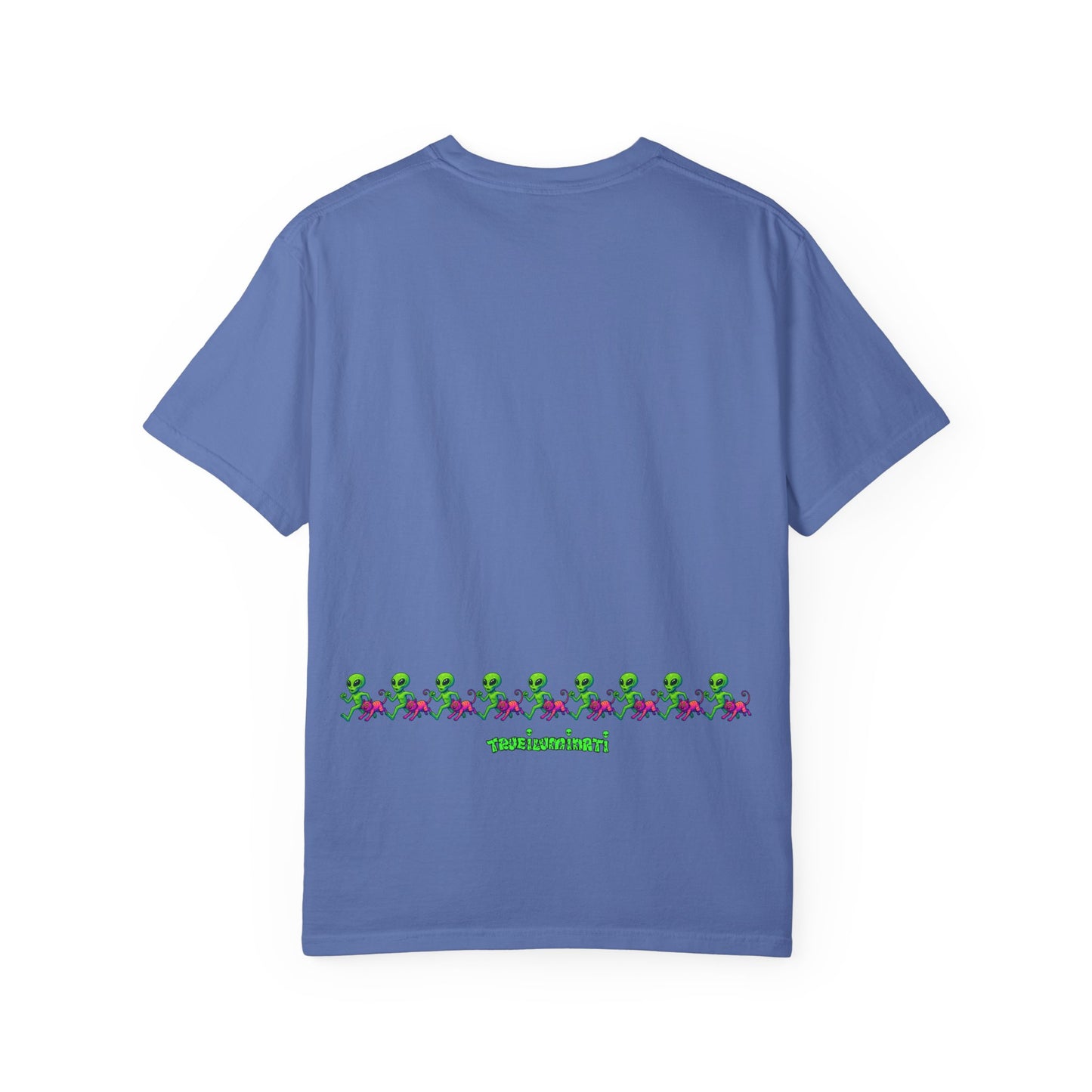Alien-Inspired Garment-Dyed Unisex T-Shirt, Fun Graphic Tee, Casual Wear, Gift for Space Lovers, Unique Everyday T-Shirt