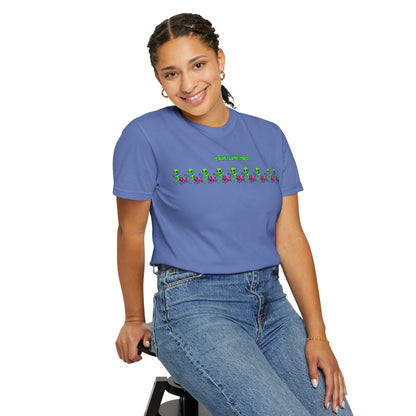 Alien-Inspired Garment-Dyed Unisex T-Shirt, Fun Graphic Tee, Casual Wear, Gift for Space Lovers, Unique Everyday T-Shirt