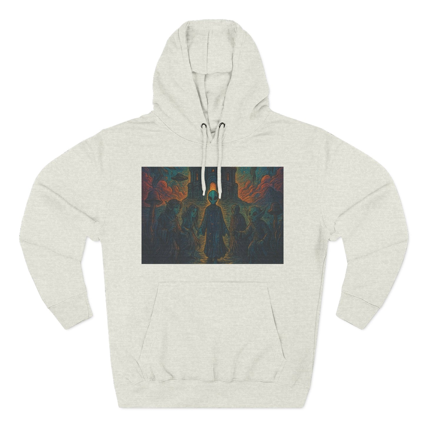 Heaven And Hell By Trueiluminati Mystical Three-Panel Fleece Hoodie - Cozy Apparel for Fans of Fantasy, Unique Gift for Holidays, Ideal for Autumn and Winter Loungewear