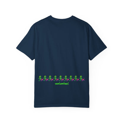 Alien-Inspired Garment-Dyed Unisex T-Shirt, Fun Graphic Tee, Casual Wear, Gift for Space Lovers, Unique Everyday T-Shirt
