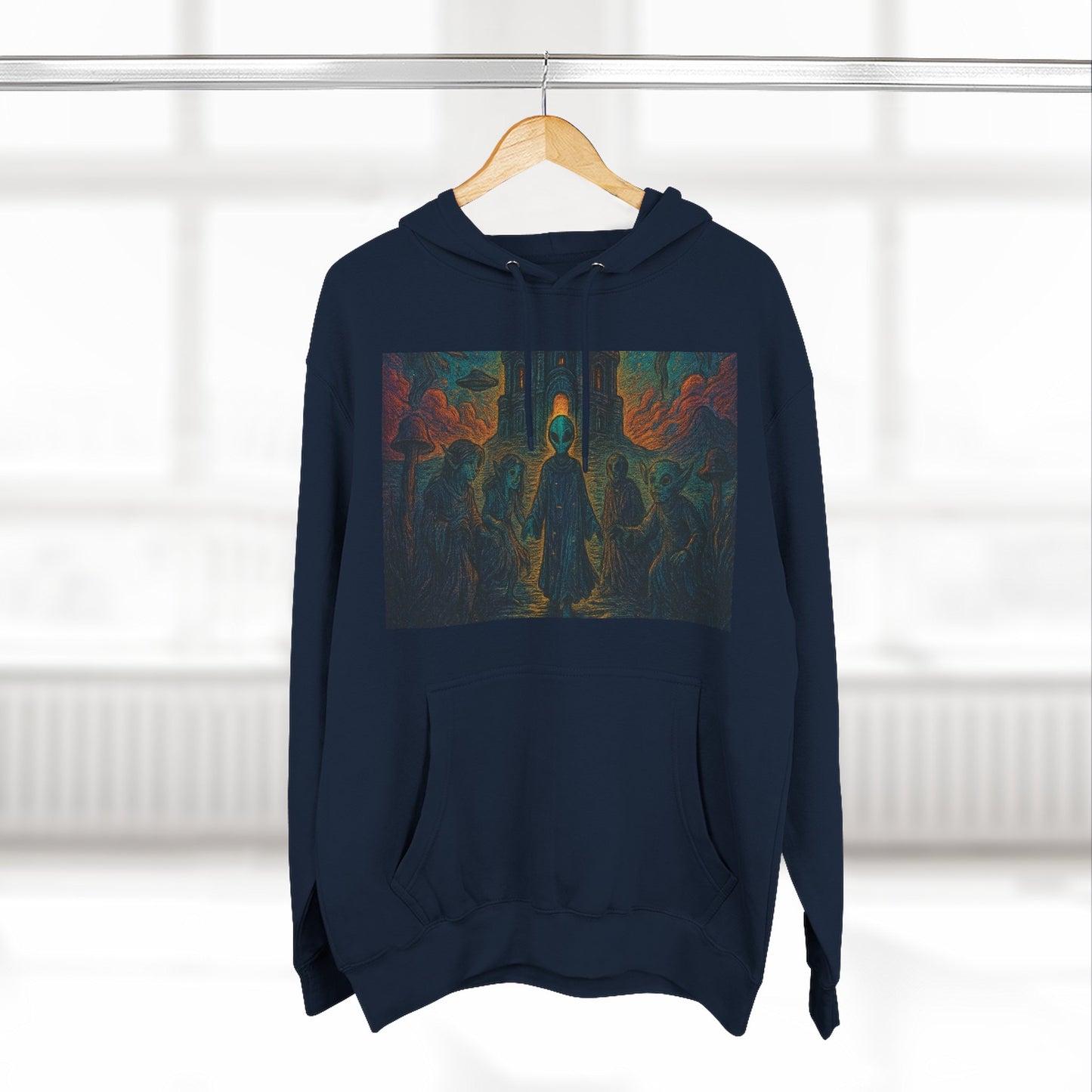 Heaven And Hell By Trueiluminati Mystical Three-Panel Fleece Hoodie - Cozy Apparel for Fans of Fantasy, Unique Gift for Holidays, Ideal for Autumn and Winter Loungewear