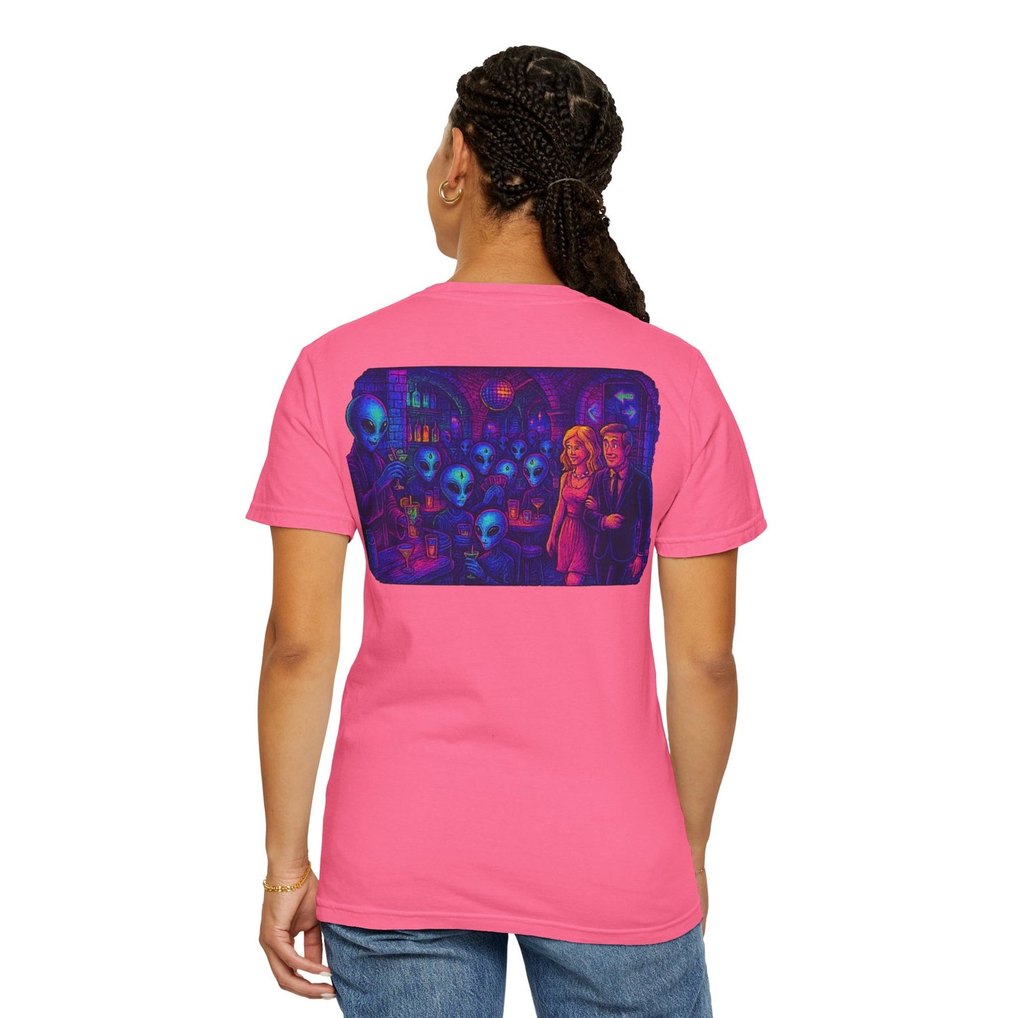 New  Disco Club By Trueiluminati Unisex T-shirt with Alien Love Design, Fun Graphic Tee, Casual Wear, Gift for Friends, Unique Party Shirt, Statement Top