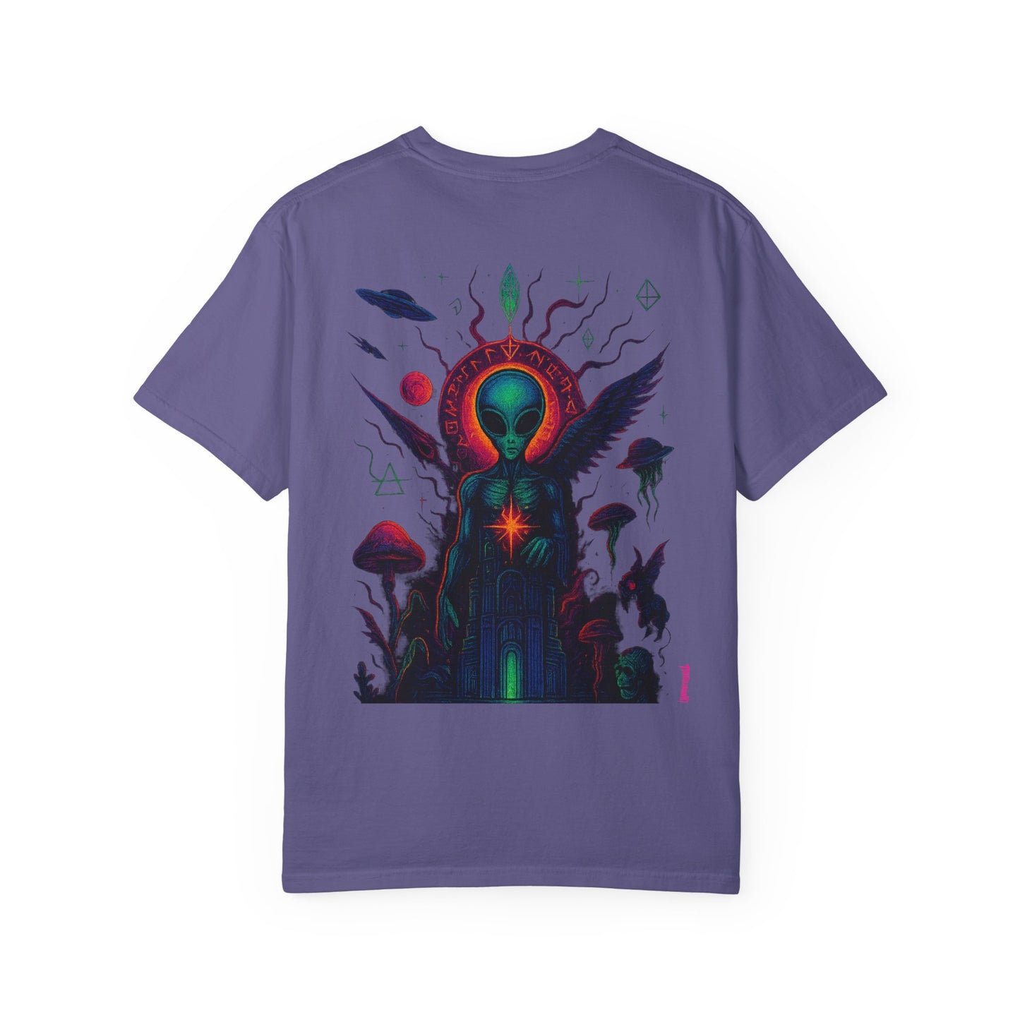 Fallen Alien by Trueiluminati Art Tee - Trippy Graphic Unisex T-shirt, Perfect for Festivals, Gifts, Alien Lovers, Casual Wear, Summer Vibes