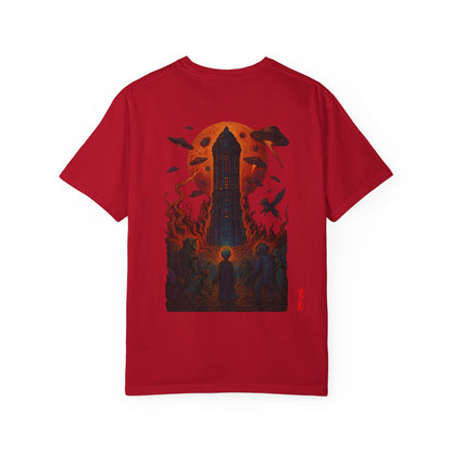 Hell Path By Trueiluminati Garment-Dyed T-shirt Unisex Gothic Tattoo-Style Shirt – Exclusive Trueiluminati Design