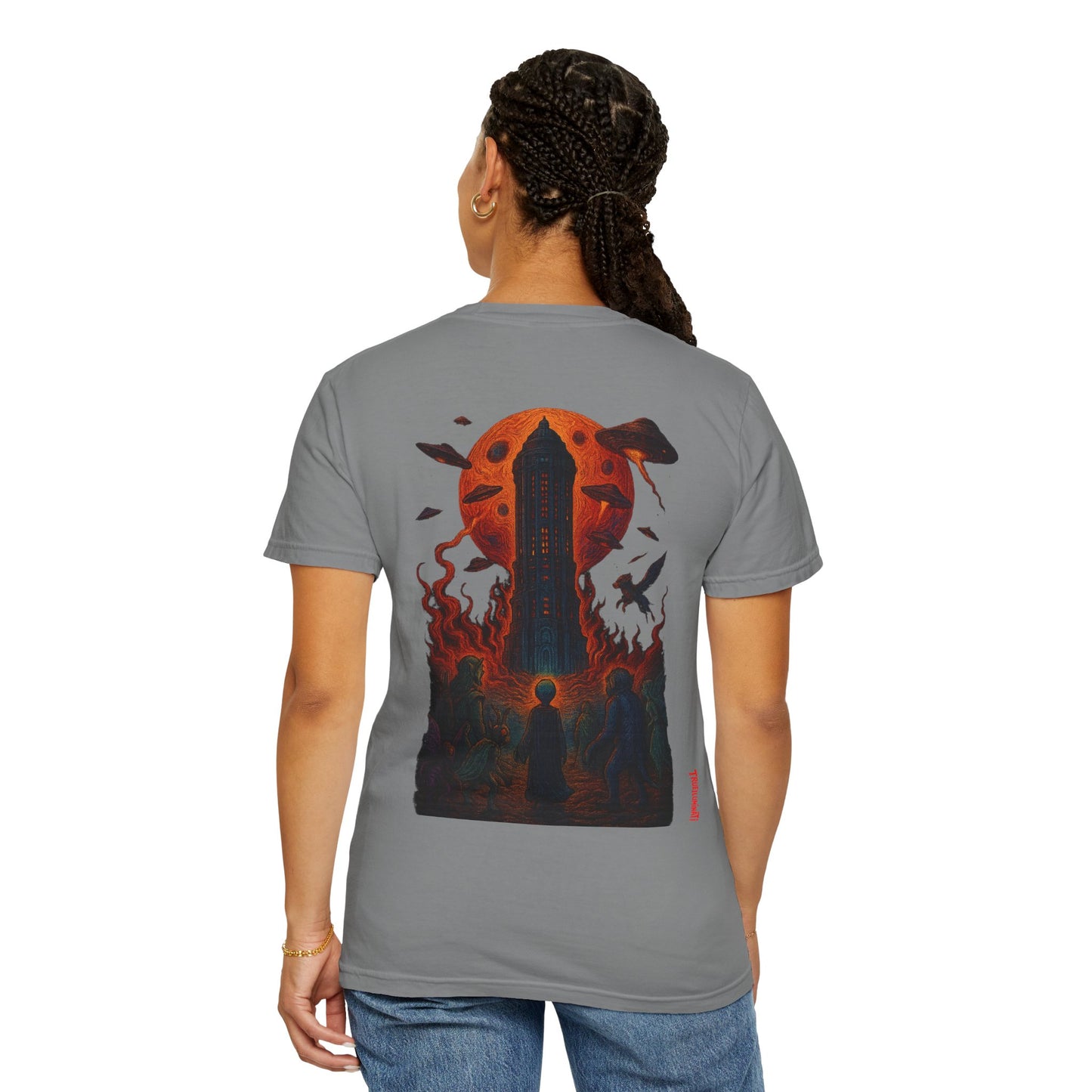Hell Path By Trueiluminati Garment-Dyed T-shirt Unisex Gothic Tattoo-Style Shirt – Exclusive Trueiluminati Design