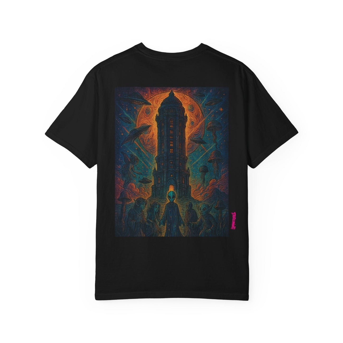 Heaven Path By Trueiluminati Garment-Dyed T-shirt Unisex Gothic Tattoo-Style Shirt – Exclusive Trueiluminati Design