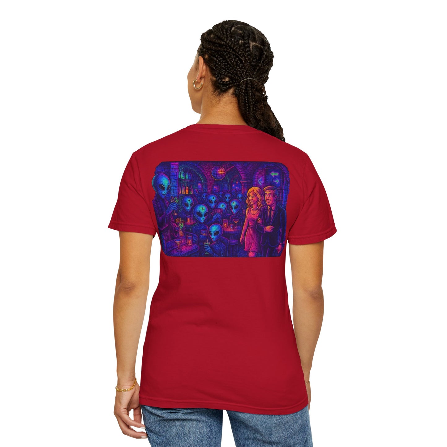 New  Disco Club By Trueiluminati Unisex T-shirt with Alien Love Design, Fun Graphic Tee, Casual Wear, Gift for Friends, Unique Party Shirt, Statement Top