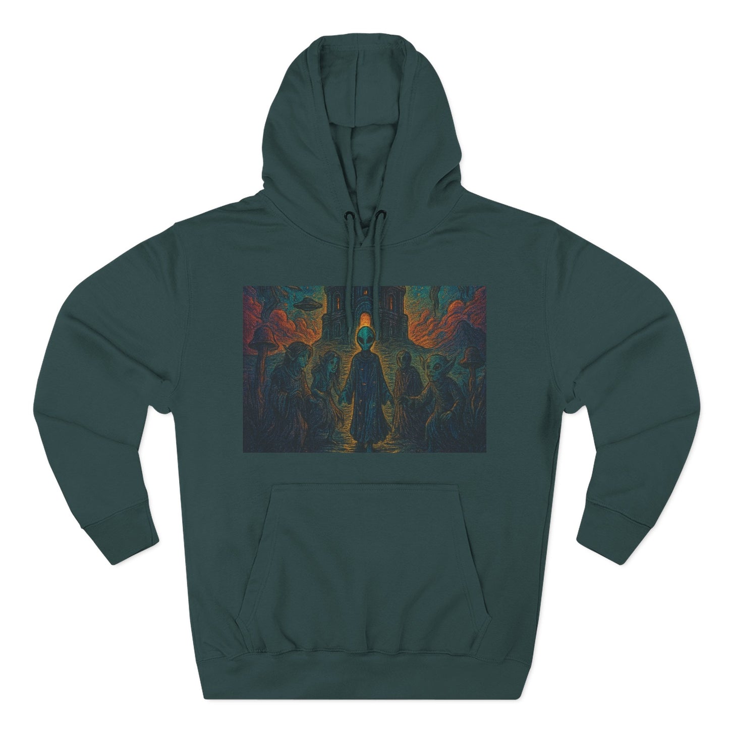 Heaven And Hell By Trueiluminati Mystical Three-Panel Fleece Hoodie - Cozy Apparel for Fans of Fantasy, Unique Gift for Holidays, Ideal for Autumn and Winter Loungewear
