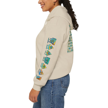 Young simbol by Trueiluminati Unisex Hoodie, Cozy Sweatshirt for Outdoor Lovers, Gift for Adventurers, Eco-Friendly Fashion, Great for Camping