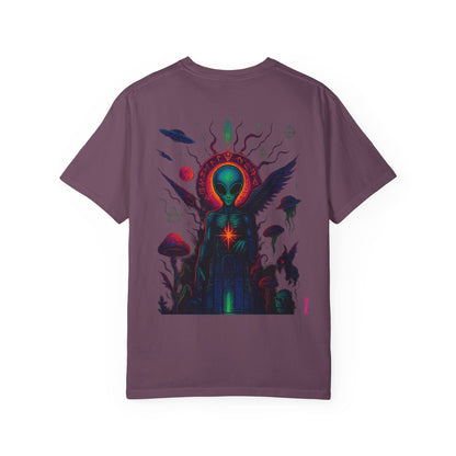 Fallen Alien by Trueiluminati Art Tee - Trippy Graphic Unisex T-shirt, Perfect for Festivals, Gifts, Alien Lovers, Casual Wear, Summer Vibes