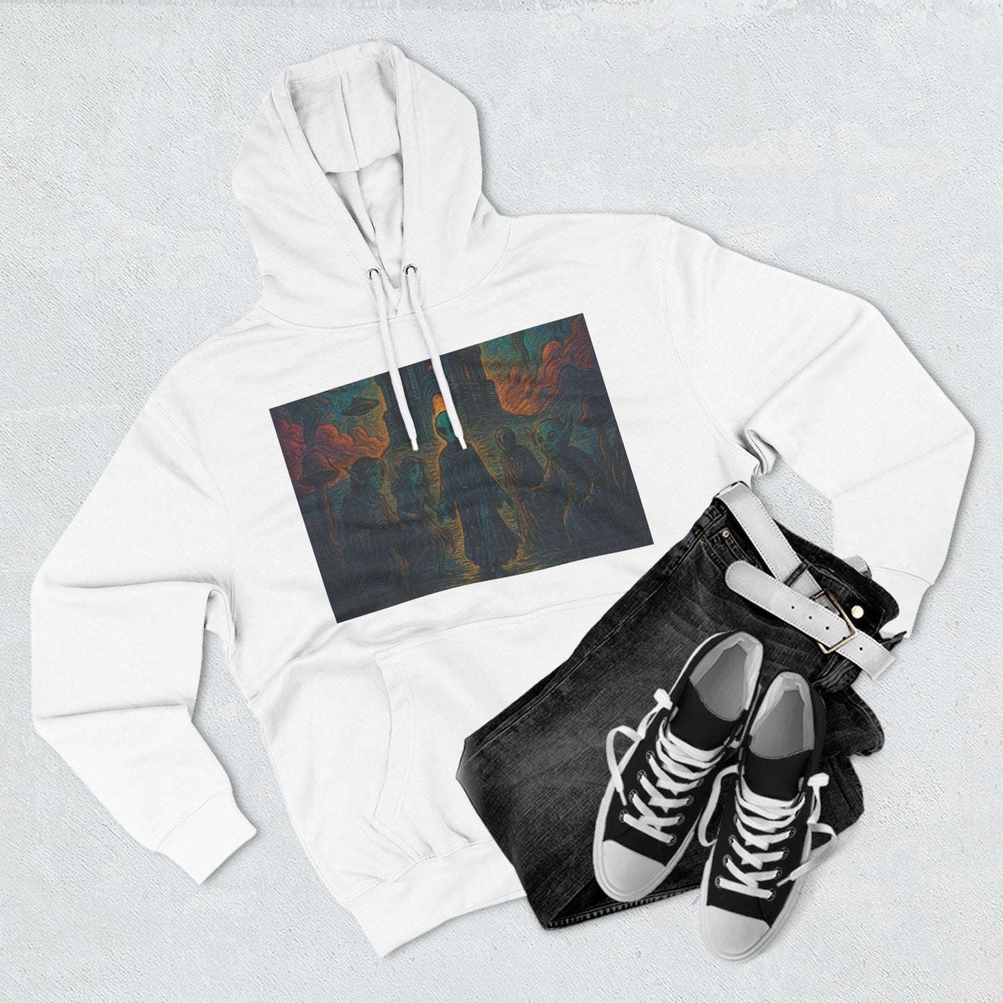 Heaven And Hell By Trueiluminati Mystical Three-Panel Fleece Hoodie - Cozy Apparel for Fans of Fantasy, Unique Gift for Holidays, Ideal for Autumn and Winter Loungewear
